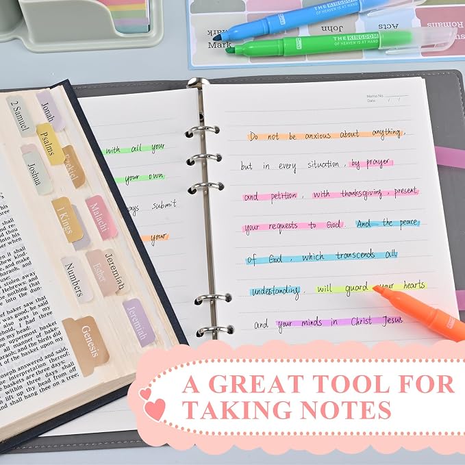 7-ackz Bible Highlighters Assorted Colors with Verses, Chisel Tip Colored Highlighter Markers Bulk Fluorescent, Dry Quick Bright Colors, Perfect for Bible Study Journaling, 6 Candy Color 30 Pack