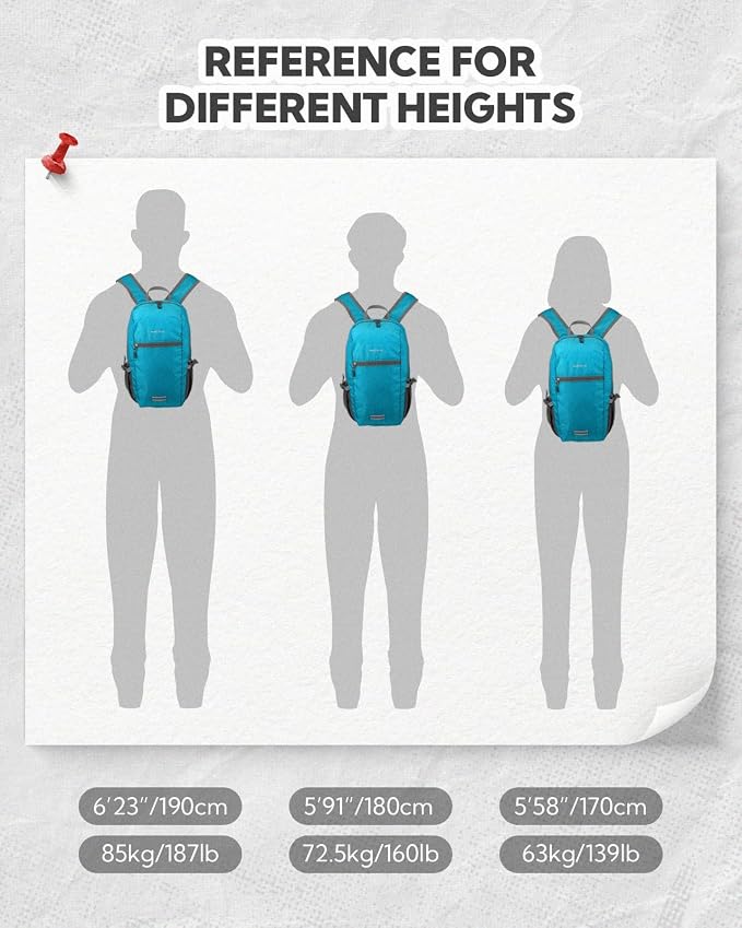 WATERFLY Small Packable Travel Backpack: 10L Ultra-Light Daypack for Adults | 9.2 oz,Water-Resistant Nylon,Breathable Mesh Straps,Reflective Strips,Emergency Whistle,Multi-Pockets,Hiking,Cycling,Commute