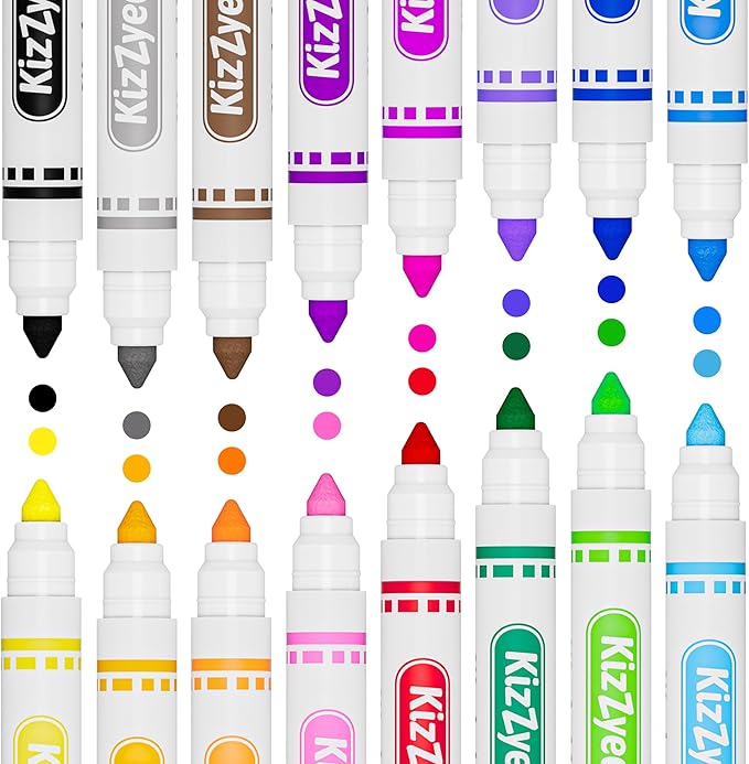 KIZZYEA Washable Markers Bulk, Markers for Kids, 16 Assorted Colors, 256 Count, Broad Line Coloring Marker for School, Student Art Supplies & Back to School Craft, Classroom Essentials for Teachers