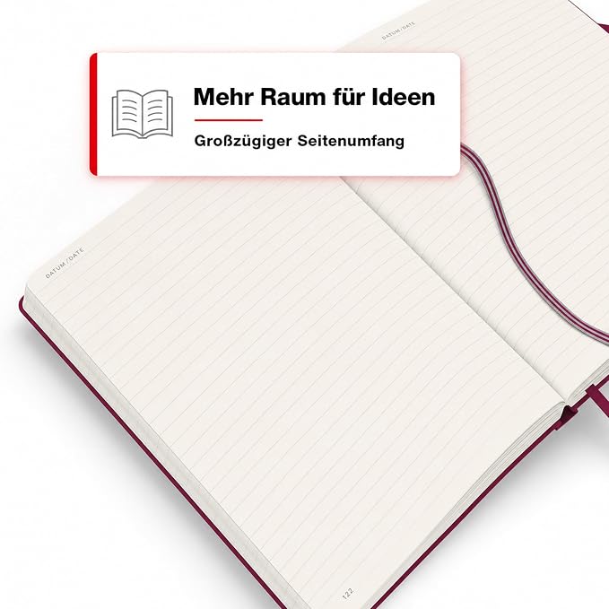 LEUCHTTURM1917 - Notebook Hardcover Medium A5-251 Numbered Pages for Writing and Journaling (Port Red, Ruled)