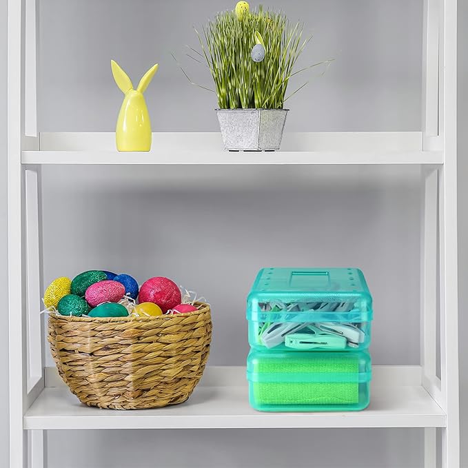 Leelosp 12 Pack Clear Pencil Boxes for School Bulk, Large Plastic Pencil Case with Lid, Stackable Hard Crayon Storage Box for Classroom Kids, Desk Drawer Organizer for Office Home(Jade)
