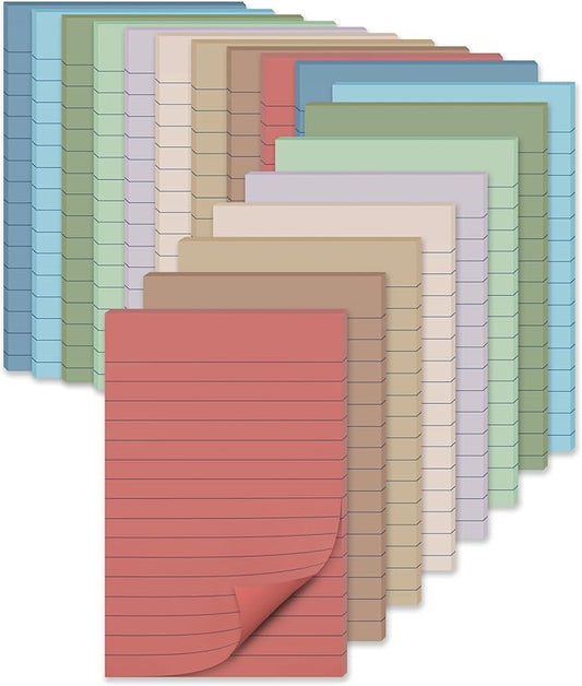 (18 Pads) Lined Sticky Notes 4x6 in Post, Large Notepads with Lines, Vintage Colors Self- Stick Note Pad it, Strong Adhesive, Post on Windows, Doors, Easy to Write for Office, Home, School