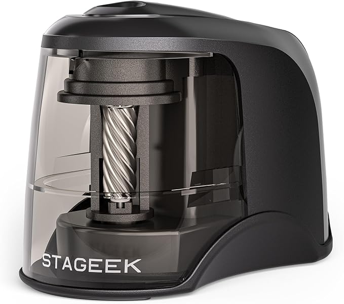 STAGEEK Electric Pencil Sharpener, Plug in or USB/Battery Operated. Fits No.2 and Colored Pencils (6-8mm). Great for School, Classroom, Office and Home(Black)