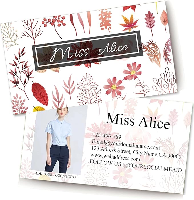 200/500Pcs Business Card Customization (Add Picture or Logo), Thick Coated Paper Business Card Double-sided Printing-2"x3.5" Inches (Color-L)
