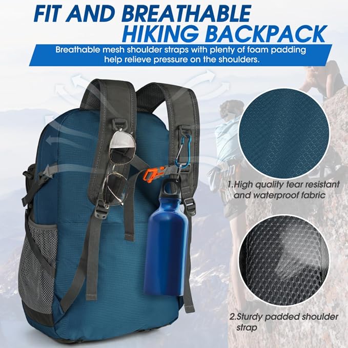 IGOLUMON Hiking Backpack 40L Packable Lightweight Camping Daypack Men Women | Multi-compartment storage Water-resistant Foldable Nylon Material Hiking Day pack for Camping Cycling Outdoor