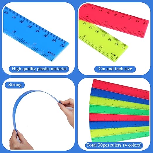 Zonon 30 Pcs Wooden Rulers Bulk 12 Inch Ruler for Classroom, Easy-to-Read with Inches and Metric, First Day of School Gift for Kids, School, Home, Office, Students, Teachers