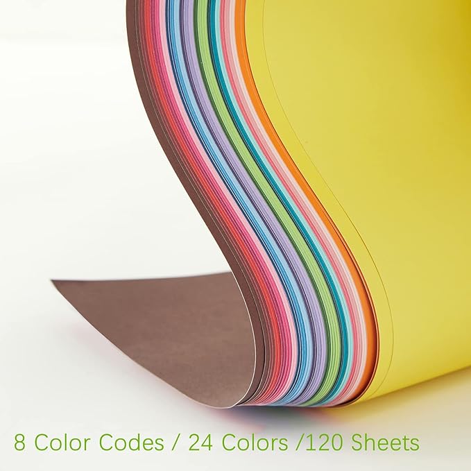 Livholic 120 Sheets Colored Card Stock Printer Paper, 120 GSM 32 lb 24 Colors Pastel Construction Paper for Scrapbook Office Printing DIY Craft 8.3x11.6 Inch (120GSM)