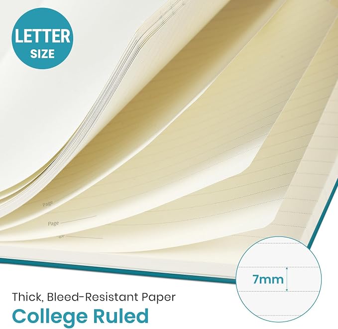 Taja Large Spiral Lined Journal for Women and Men, Notebook for Work