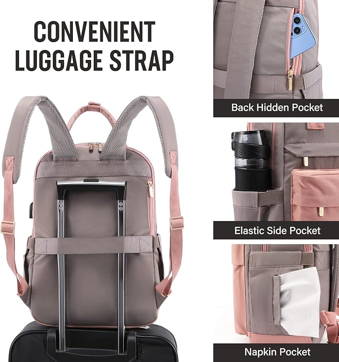 LOVEVOOK Laptop Backpack for Women, 15.6 Inch Anti-theft Laptop Bag with USB Port, Fashion Waterproof Computer Backpacks Teacher Nurse Backpack Purse for College Work