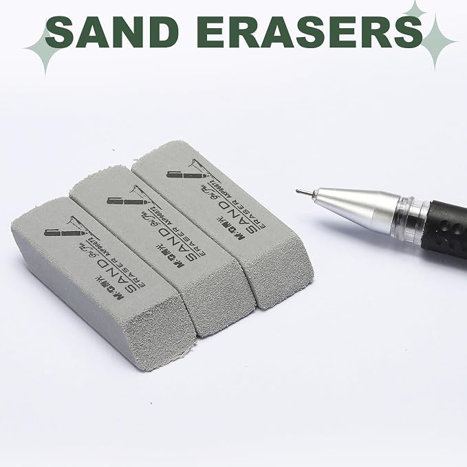 PATIKIL 12 Pcs Sand Erasers, Frosted Eraser Block Easy to Clean Durable Bulk for Gel Ink Ballpoint Fountain Pen Office, AXP96672, Gray