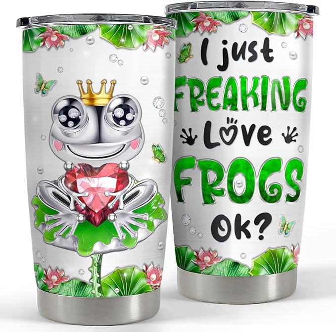 SANDJEST Frog Gifts for Women Girls Frog Tumbler 20oz Jewelry Drawings Stainless Steel Insulated Tumblers Coffee Travel Mug Cup Gift for Birthday Christmas