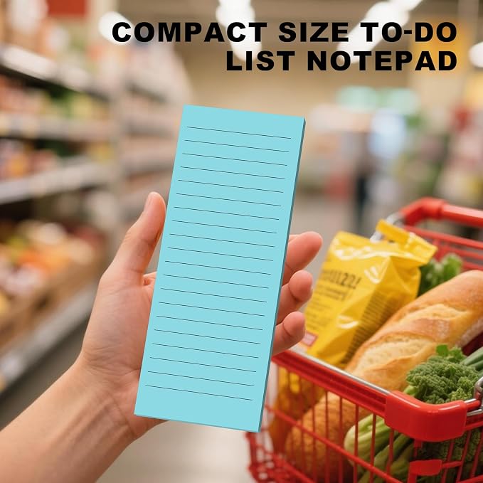 Nichela Magnetic Notepads Note Pads for Fridge with Full Magnet Back, 180 Sheets Blue Lined Refrigerator Notepad, 30 Sheets Per Pad for Grocery List, Shopping List, Office, Home, To-Do Lists & Memos