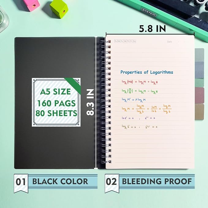 OWSC 1 Pack Ruled Notebook, 5.9 x 8.3 Inches Spiral Notebooks for Work, School and Journal with 110 GSM Journal Ruled Paper, Large Notebook with 80 Sheets/160 Pages, Hardcover Ruled Journal