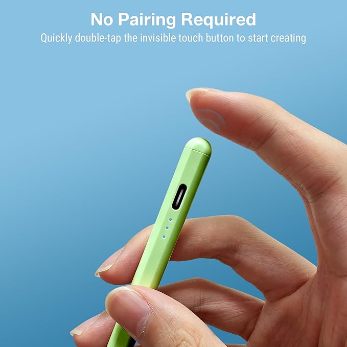 Stylus Pen for iPad 2018-2026, 2X Fast Charge Active Pencil with Tilt Sensitivity & Palm Rejection, iPad 11/10/9/8/7/6/A16, Air M4/M3/M2, Pro M5/M4, Mini 7/6/5 (Green)