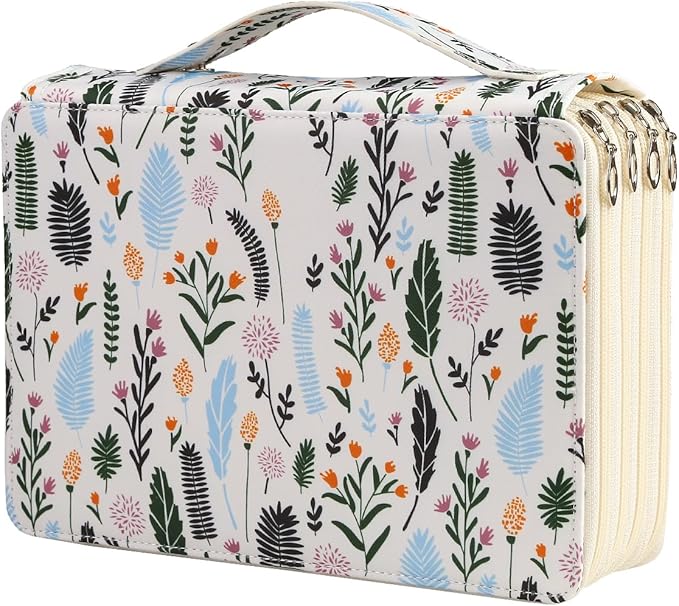 Portable Colored 200 Slots Pencil case Organizer with Printing Pattern for Watercolor Pens or Markers, Pencil Case Organizer for Artist