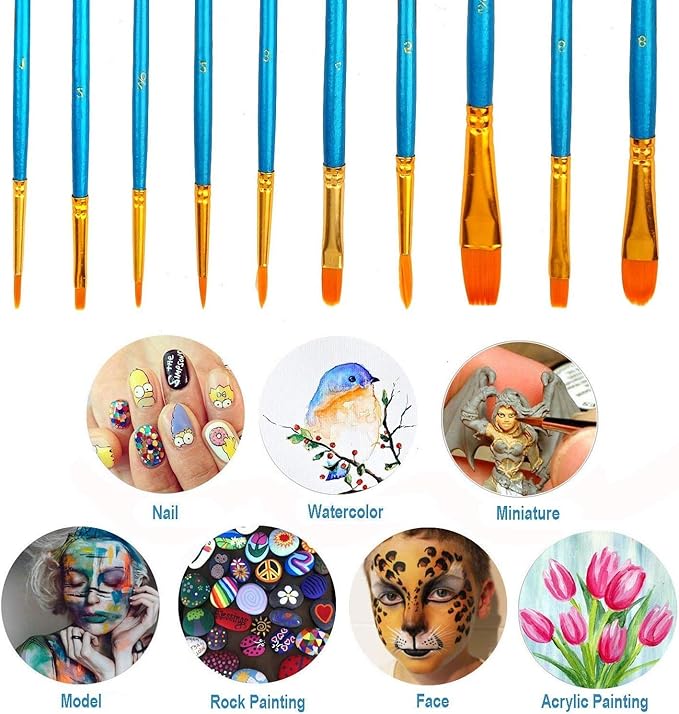 Soucolor Acrylic Paint Brushes Set, Easter Basket Stuffers, 20Pcs Round Pointed Tip Artist Paintbrushes for Acrylic Oil Watercolor Canvases Rock Body Face Nail Miniature Detailing Drawing Art Supplies