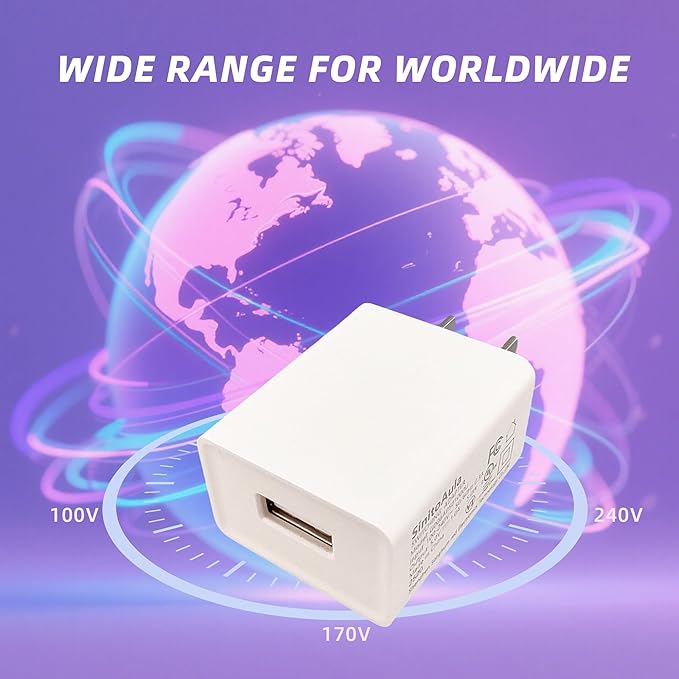 UL Listed USB Wall Charger Block (5W, White, 2pcs), 5V 1A Power Adapter for Outlet, Plug for Cell Phones, Tablets, Earphones, Power Banks, Smart Wearables, Toys and More Electronic Gadgets