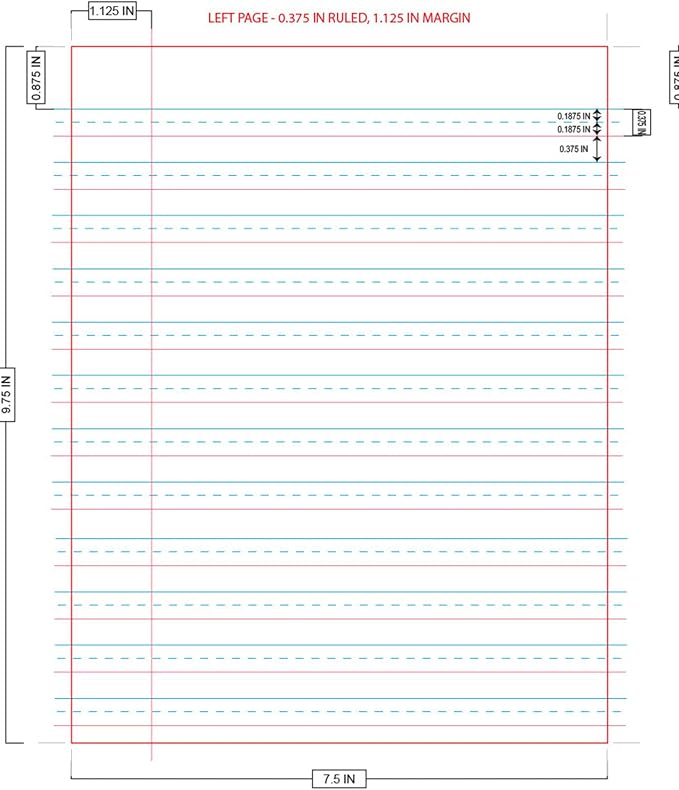 School Smart Skip-A-Line Composition Books - Grade 3, 50 sheets, Red