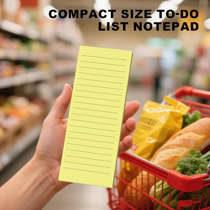 Magnetic Notepads Note Pads for Fridge with Full Magnet Back, 180 Sheets Yellow Lined Refrigerator Notepad, 30 Sheets Per Pad for Grocery List, Shopping List, Office, Home, To-Do Lists & Memos