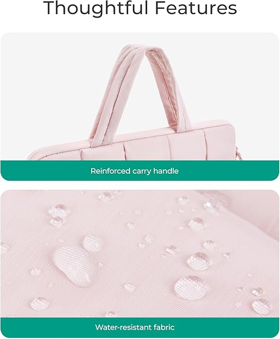 BAGSMART Laptop Case, Puffy Laptop Sleeve with Handle, Compatible with MacBook Air Pro, Laptop Bag for Women