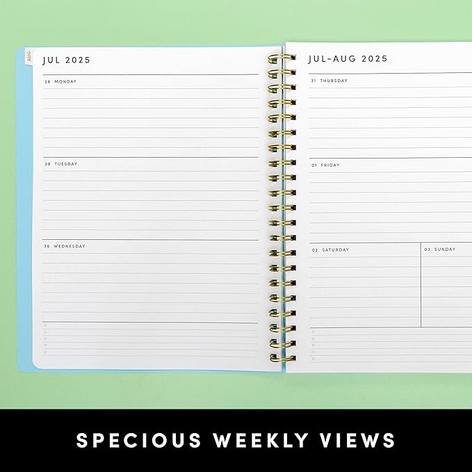 PAPERAGE 17 Month Academic Planner 2025-2026, Weekly & Monthly Spreads, August 2025 - December 2026, Large (8.5 in x 11 in), Dark Green
