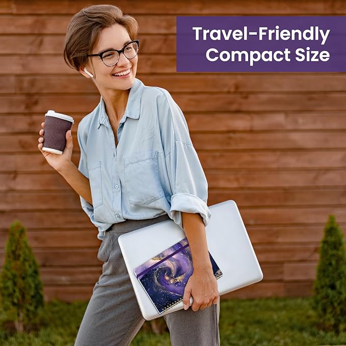 Taja Spiral Lined Journal for Women, Notebook for Work with Pretty Cover, 140 College Ruled Pages, Hardcover Notebook for Journaling, Note Taking, Bible Study, Cosmic Amethyst