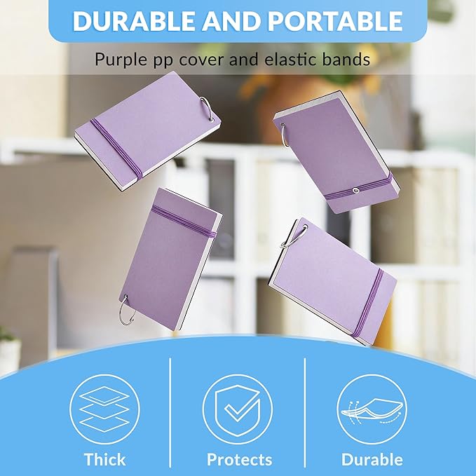 NEEWAY Ruled Index Cards with Ring 3x5 Inches, 200 Count Note Cards Lined, Flash Cards with Rings for Studying, Home and Office (Light Purple)