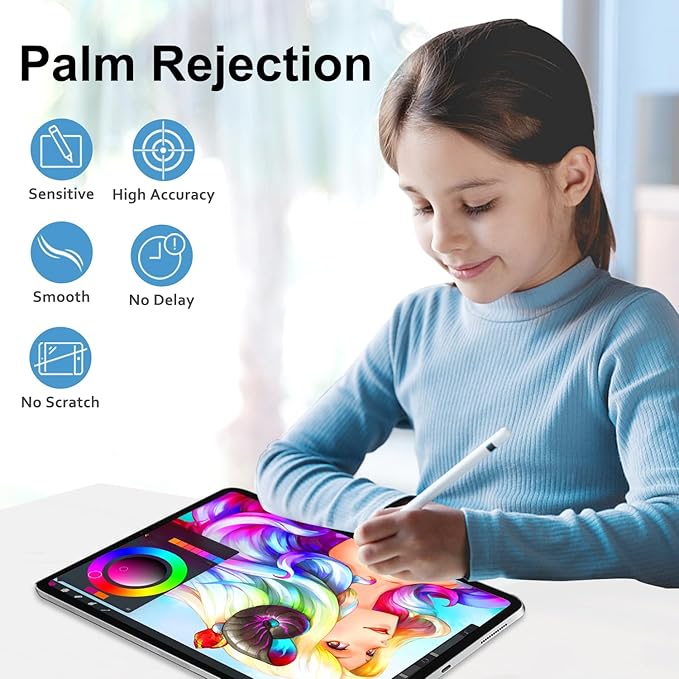 Stylus Pen for iPad Apple: Fast Charge for iPad Pencil Apple Pen with Palm Rejection Tilt Sensitivity - Pen for iPad 10/9/8/7/6, iPad Pro 12.9"/11"/13" M4, iPad mini 6/5, iPad Air 5/4/3/11"-13" M2