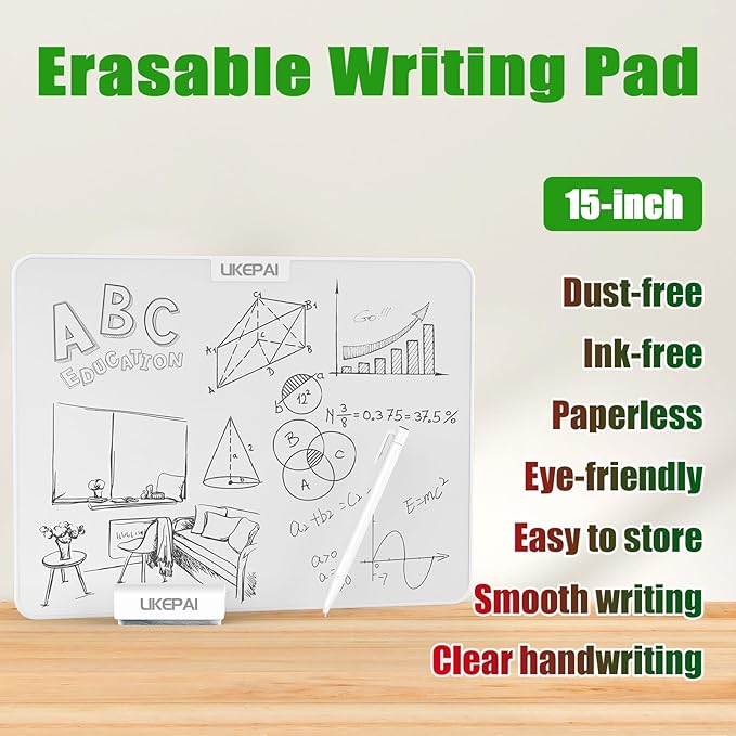 15 Inch Magic Whiteboard, No-Consumable Erasable Board, Dust-Free Power-Free Waterproof Shockproof Eye-Caring Panel | Ideal for Office, Classroom, Remote Work, Replace LCD & Desktop Whiteboard