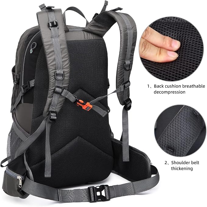 SPEEDPARK 40L Hiking Backpack, Lightweight Camping Daypack with Rain Cover | Water-Resistant Rip-Stop Nylon, Multi-Pockets, Survival Whistle. Ideal For Men, Women, Travel, Trekking