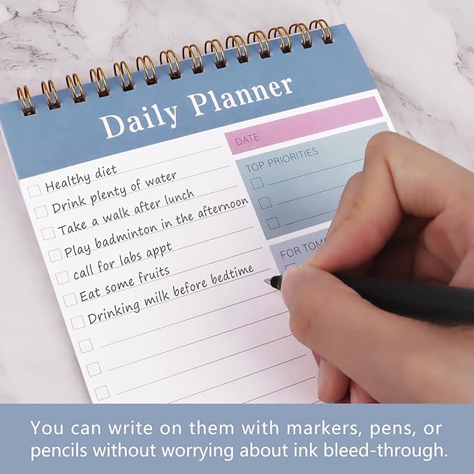 Newkita 30 Sheets Undated Daily Planner Memo Pad, 5.1x7.8 Inch To Do List Notebook, Multiple Functional Checklist Notepads for Office, School and Home (Blue)