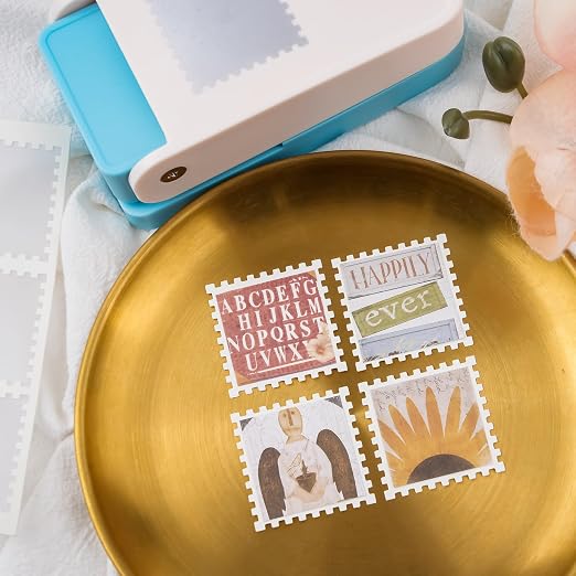 2 Pcs Stamp Punch, 1 inch Square Stamp Punches & 1.5 Large Squares Postage Stamps Punches, Square Puncher, Stamps Cutter, Stamphole Puncher, 1 inch Squares Punch for Paper Crafts DIY Scrapbooking