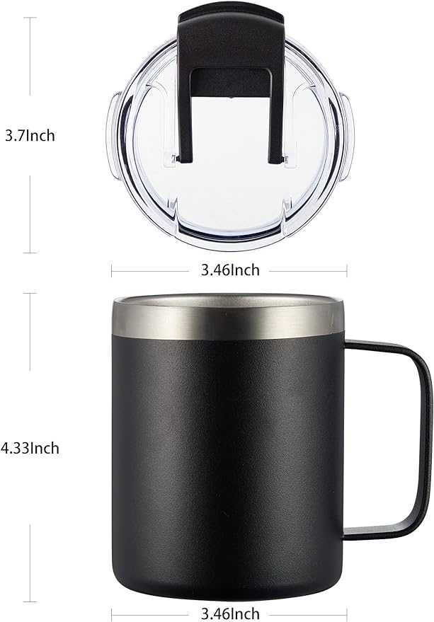 12 oz Insulated Coffee Mug Cup with Handle, Stainless Steel Travel Coffee Mug with Flip Lid, Double Wall Vacuum Coffee Tumbler, Meadow