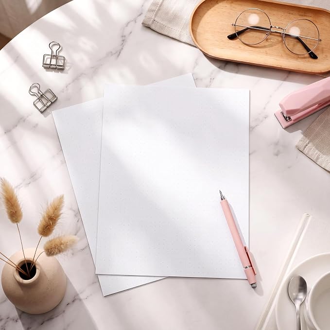 Sabary 600 Sheets Dot Cross Grid Graph Paper Loose Leaf, 8.5 x 11 Inches Letter Size Unpunched Dotted Grid Filler Paper Refills for Journaling, Drafting, Engineering Math, White (Novel Styles)