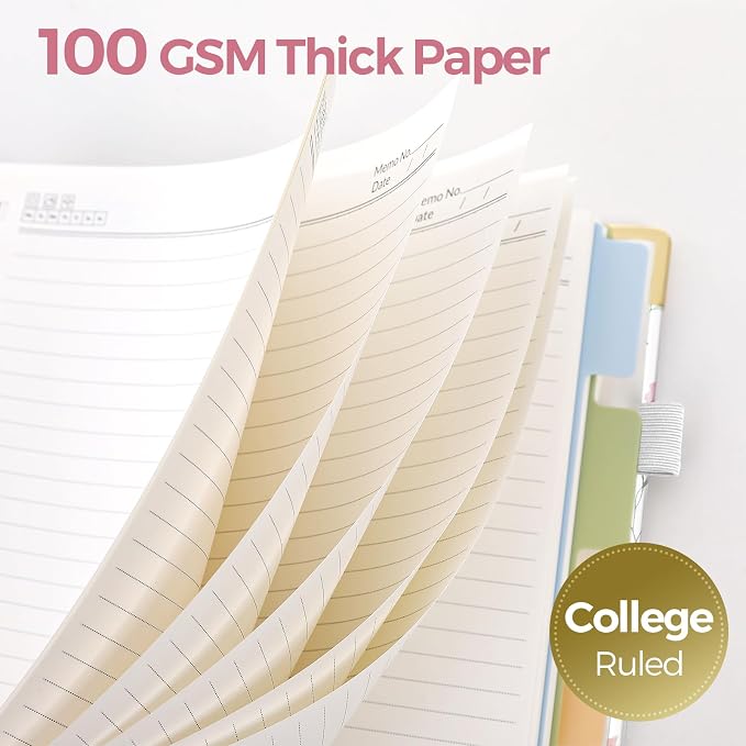 SKYDUE Sprial Notebook With Dividers Tabs, 5 Subject Notebook College Ruled