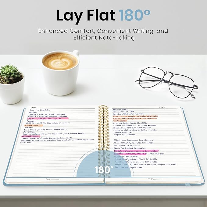 ZOTIA Lined Spiral Journal Notebook for Women, A5 College Ruled Journals for Writing, Hardcover Notebooks for Work, Note taking and Office School Supplies,140 Pages - Baby Blue