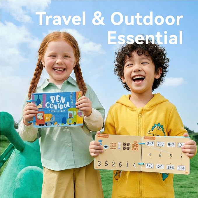 Number Tracing Pad, 30 Pages 123 Handwriting Book, Reusable & Erasable Pen Control Practice Montessori Educational On The Go Toy and Learning Tool for Road Trip Airplane Travel