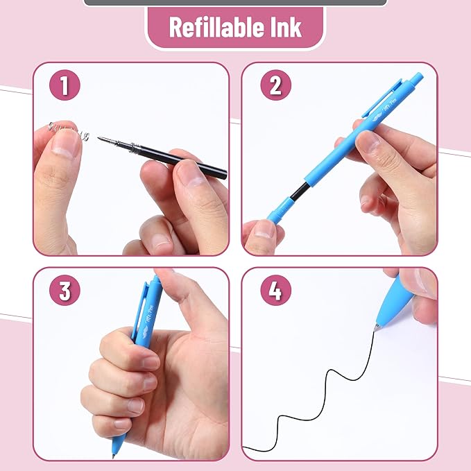 Mr. Pen- Retractable Gel Pens, 12 Pack, Black Ink, Sky Blue Barrel, Fine Point 0.5mm, Fast Dry, Smooth Writing, Cute Pens for Drawing, Writing Planner and School Supplies