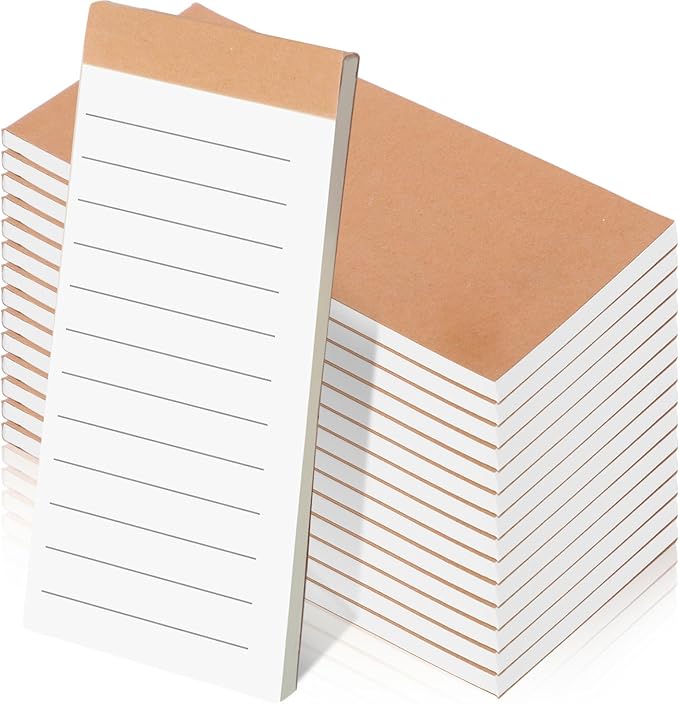 Eaasty 20 Pack Wide Ruled Paper with Kraft Cover 5.5" x 2.7" Lined Tear-off Memo Pads Lined Notebook for Office, Teacher, Grocery Lists, Note Taking