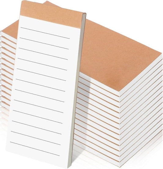 Eaasty 20 Pack Wide Ruled Paper with Kraft Cover 5.5" x 2.7" Lined Tear-off Memo Pads Lined Notebook for Office, Teacher, Grocery Lists, Note Taking