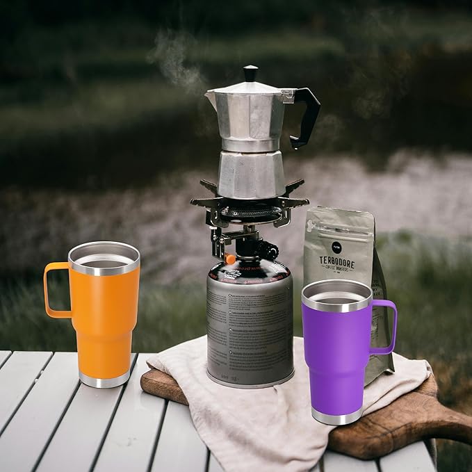 20 oz Tumbler with Handle and Lid, Stainless Steel Tumbler Insulated Travel Coffee Mug, Spill Proof Double Wall Vacuum Tumbler Cup Keep Drink Hot & Cold, Purple, 1 Pack