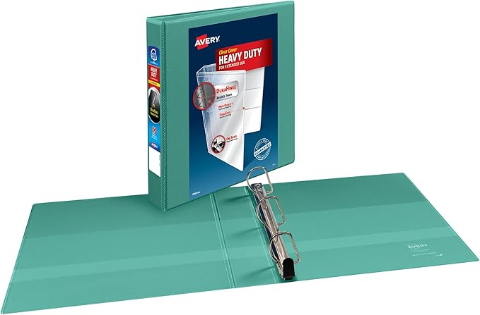 Avery Heavy-Duty View 3 Ring Binder, 1.5 Inch EZD Rings, Great for Portfolios, Office, School Notebooks, and More, 1 Mint Binder (79271)