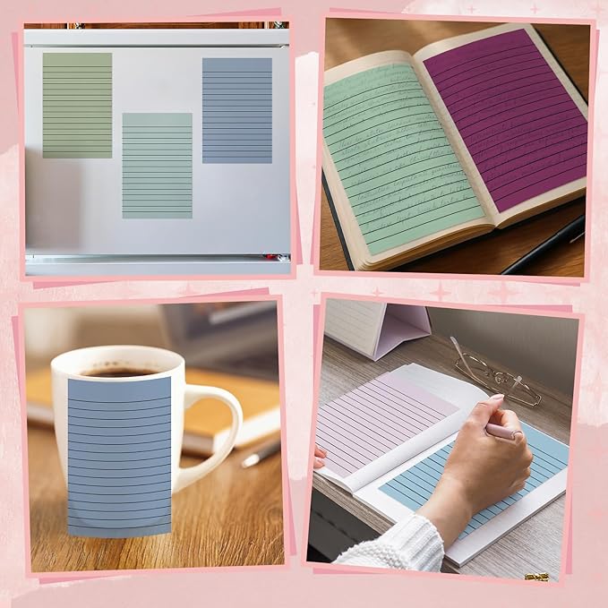 Yinder 8 Pack Pastel Transparent Sticky Notes Translucent Clear Lined Self Stick Note, Back to School Gifts for Bible Tabs, Book Tabs, School Supplies Office, 30 Sheets/Pack, 4 x 6'' (Morandi Color)