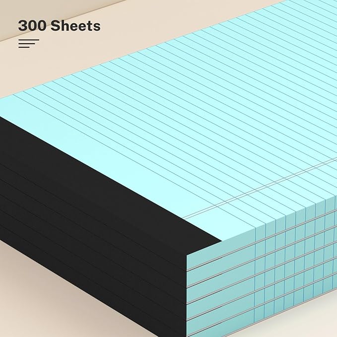 AILZFEI 300 Sheets Blue Legal Pads 8.5 x 11 College Ruled Paper 6-Pack Note Pads Narrow Ruled 50 Sheets per Notepad Perforated Writing Pad Durable Sturdy Back 8x11 Pads of Paper