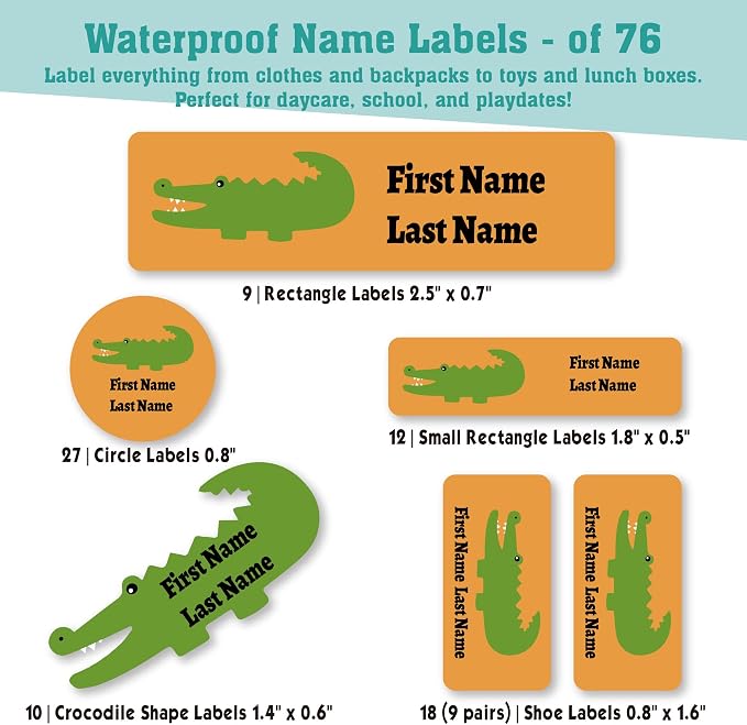 Personalized Daycare Name Labels for Kids (76 Labels) - Custom Durable Waterproof Name Stickers for Clothing Tags, Water Bottles, Lunch Boxes, and School Supplies - Dishwasher, Washer