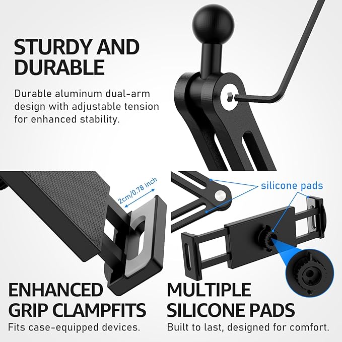 Urmust Adjustable Tablet Wall Mount, iPad Wall Mount Holder with 360° Swivel, Extendable Wall Holder for 4.7-13" Phones & Tablets, Long Arm Foldable Bracket for iPad Pro/Air/Mini,Galaxy Tab, Kindle