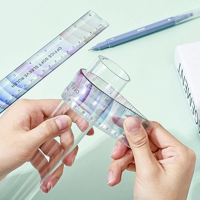 BAYTORY 6Pcs Flexible Plastic Ruler 20 cm /8 Inch, Plastic Ruler for School, Transparent Assorted Color Rulers with Inches and Centimeters, Soft Bendable Rulers for School & Office (20 cm / 8 Inch)