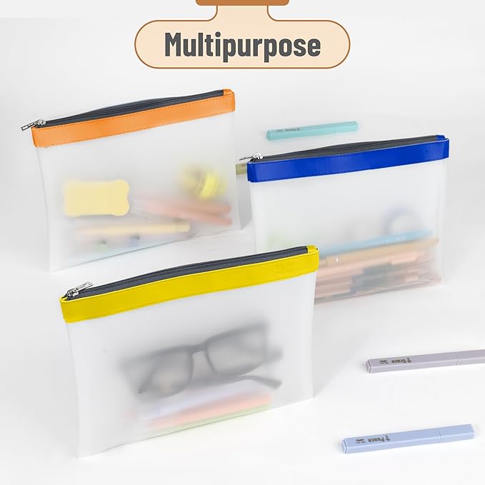 Mr. Pen- Clear Pencil Pouch, 3 Pack, Durable TPU Material, Large Water-Resistant Pencil Bags with Smooth Zipper, Multipurpose Clear Pouch for Stationery, School, Office, Travel Supplies