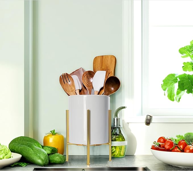 Large Office Pen Holder,Gold and White Desk Organizers for Office, home, wedding, kitchen