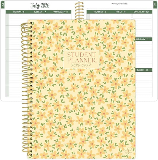 Daisy by bloom daily planners 2026-2027 Academic Year Student Planner (July 2026 - July 2027) - Elementary Through Middle School Calendar Agenda Book - 7” x 9" - Butter Yellow Daisies